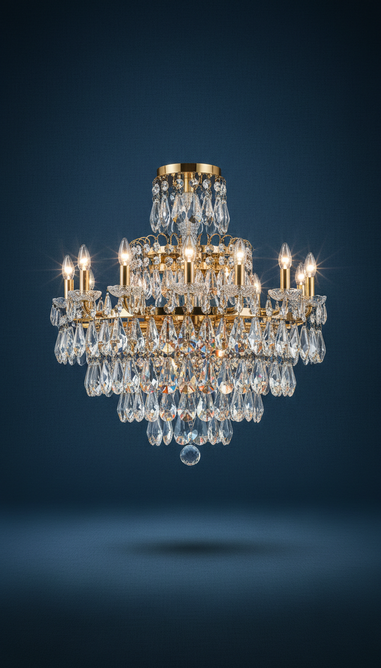 Crystal Chandelier With Faceted Prisms
