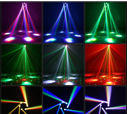 150W RGB Moving Head LED Stage Light – 6-Eye Rotating Beam with DMX512 Control