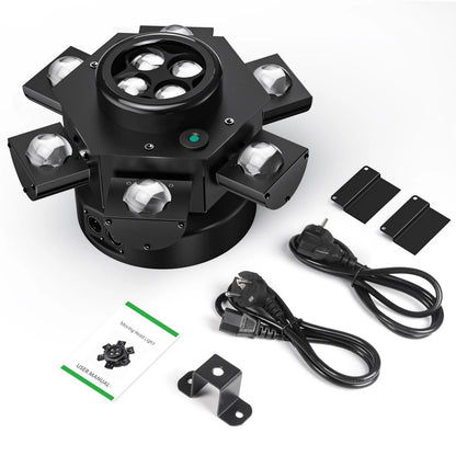 150W RGB Moving Head LED Stage Light – 6-Eye Rotating Beam with DMX512 Control