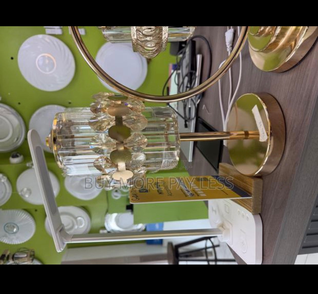 Bedside lamp gold crystal