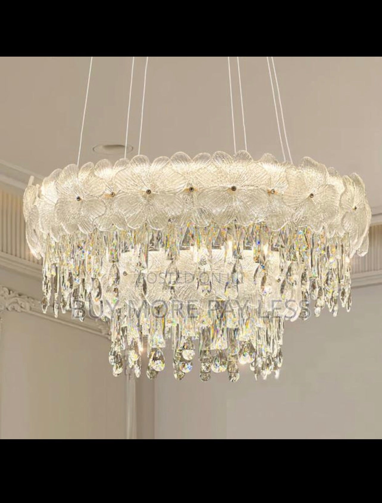 Multi tier crystal chandelier