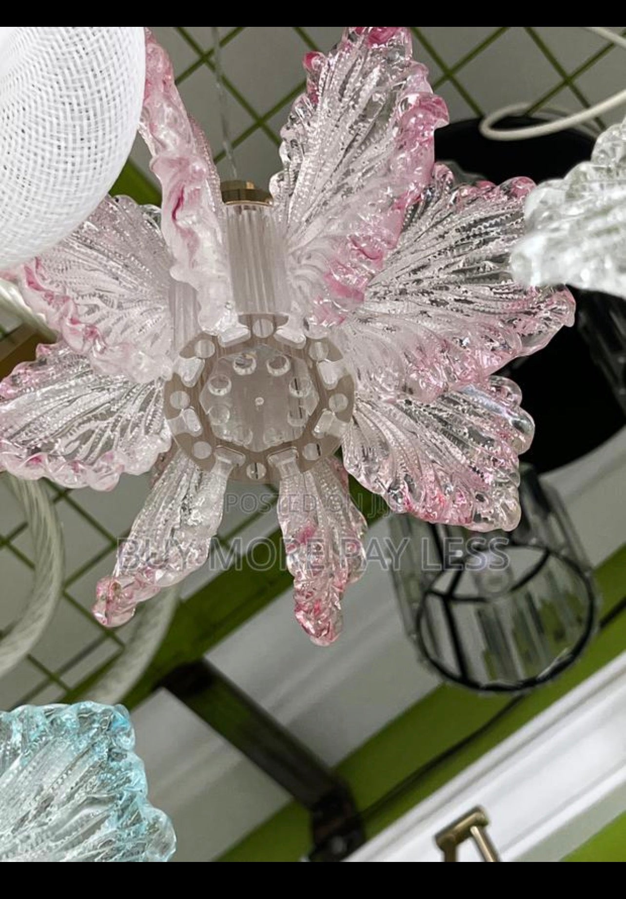 Glass flower petal chandelier