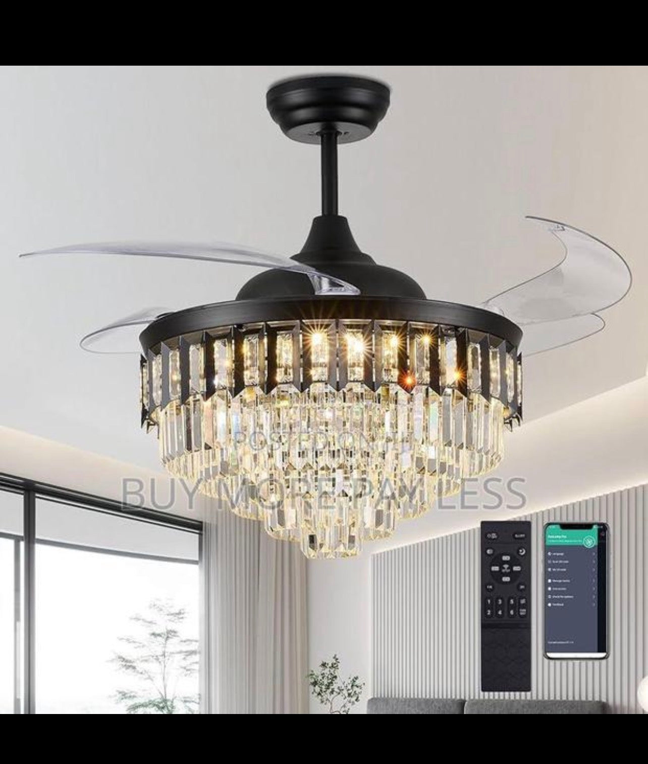 Dimmable chandelier ceiling fan