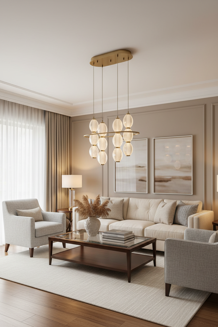 Modern vertical multi-globe glass pendant light