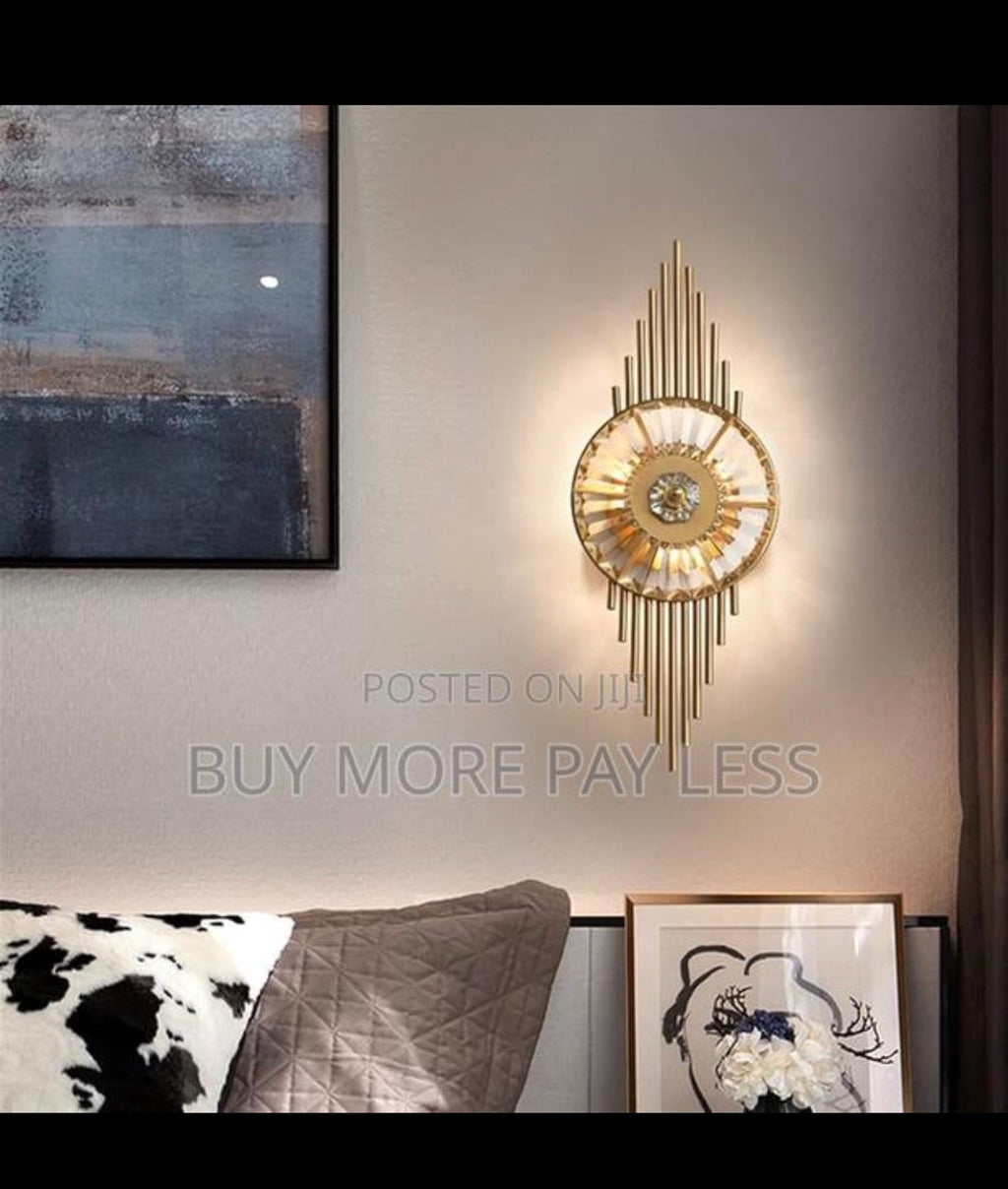 Gold art deco crystal wall light/sconce