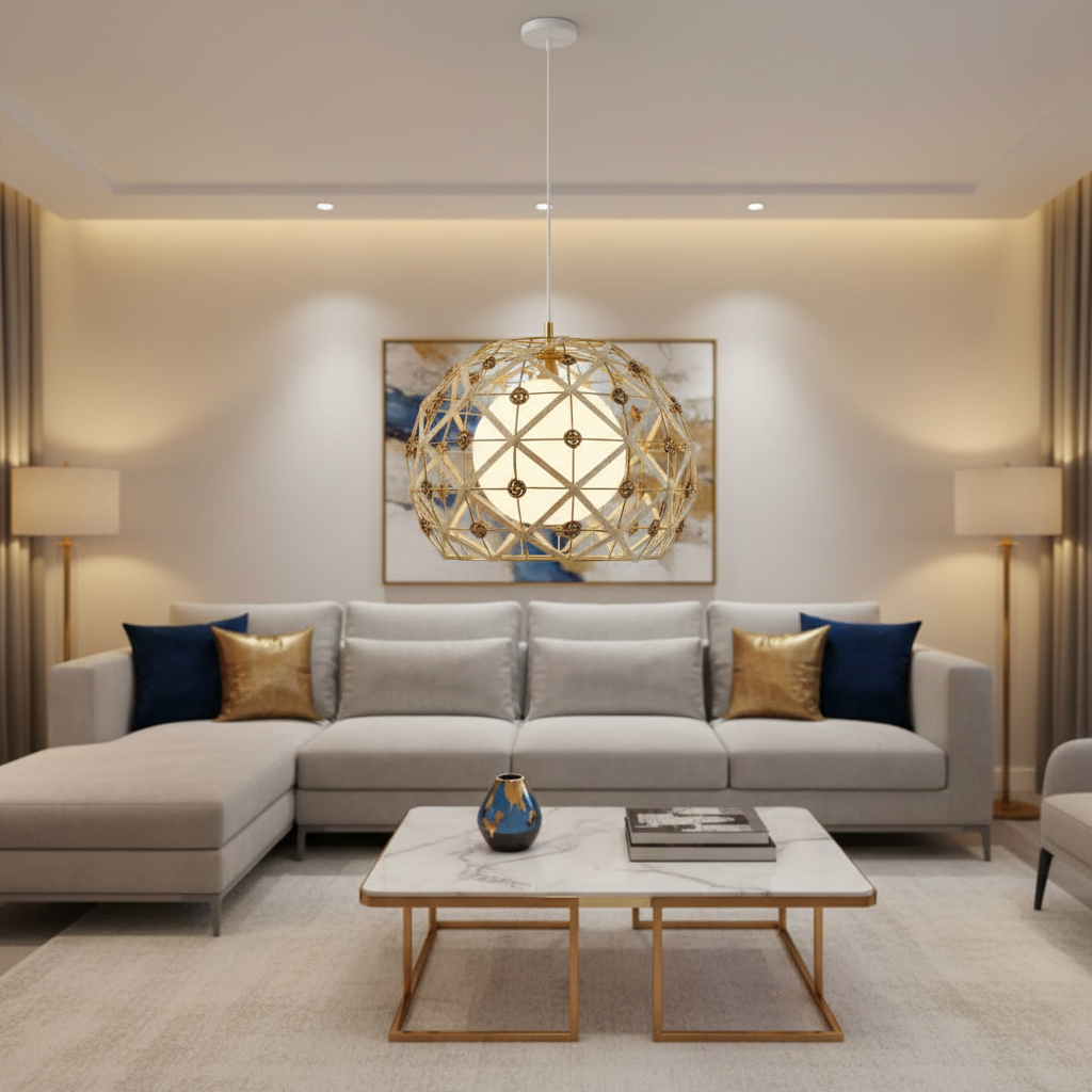 Round mesh weave ceiling light