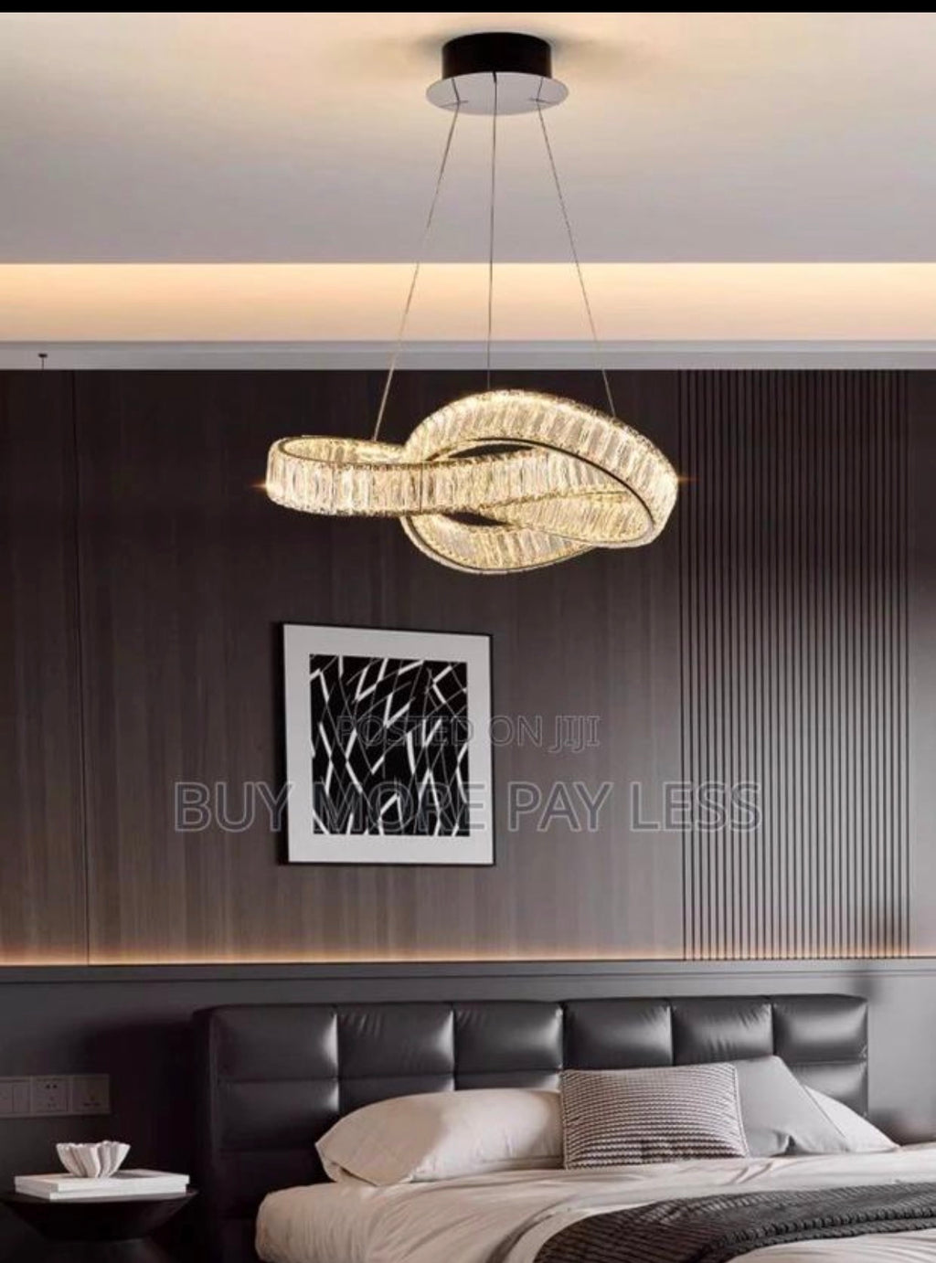 Infinity loop crystal LED chandelier