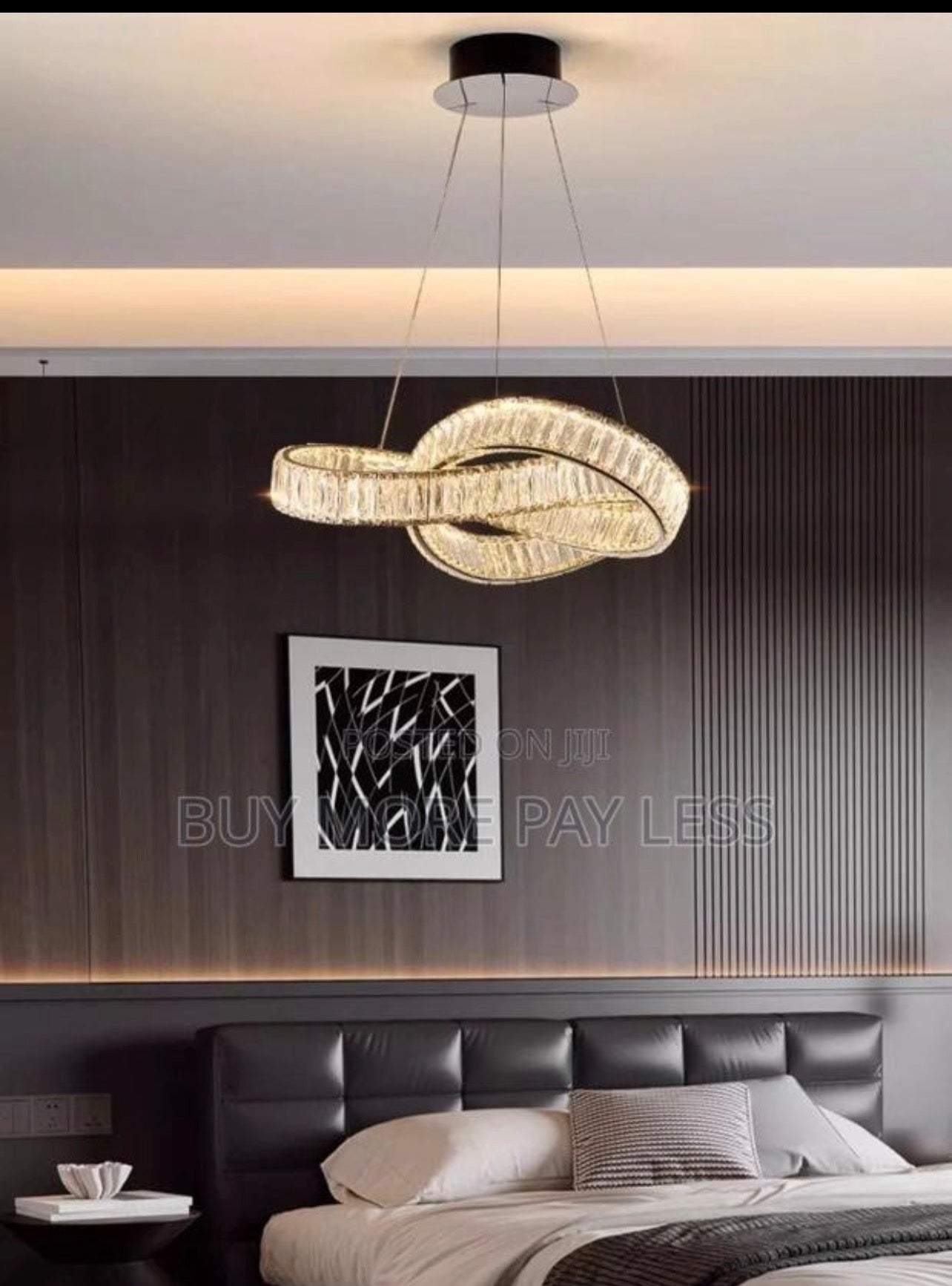 Infinity loop crystal LED chandelier