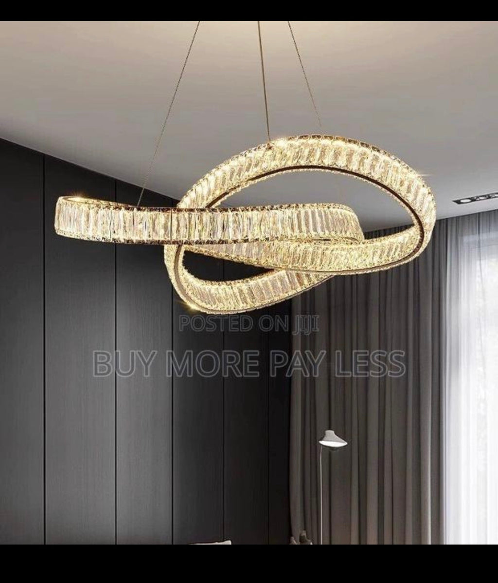 Infinity loop crystal LED chandelier