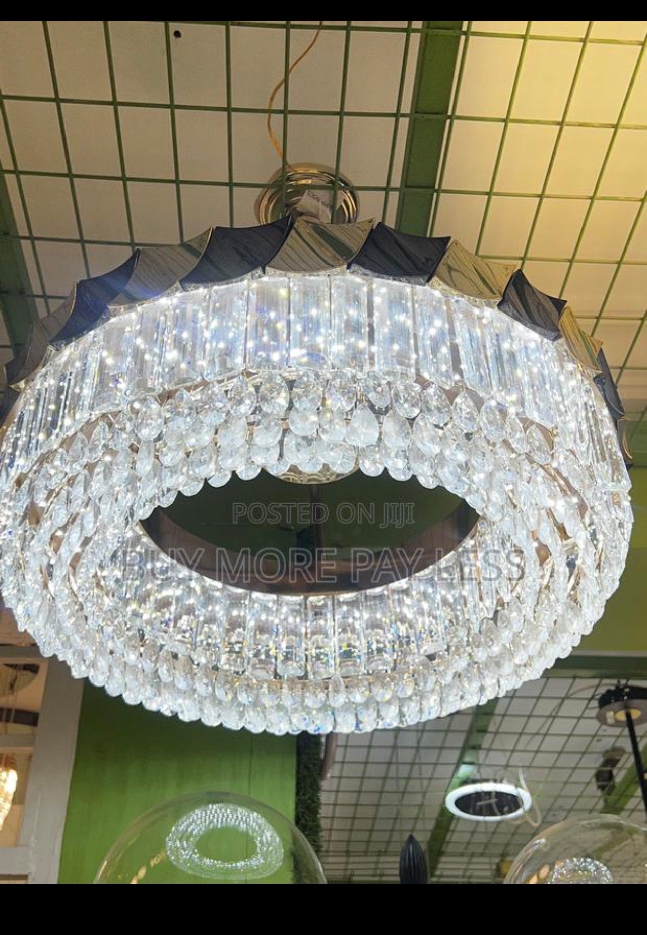 Circular crystal ring chandelier
