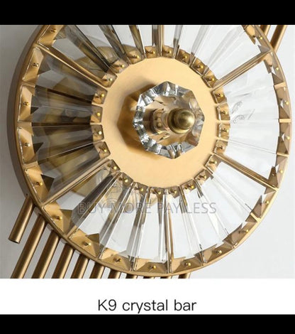 Gold art deco crystal wall light/sconce