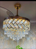 Crystal LED smart fan chandelier