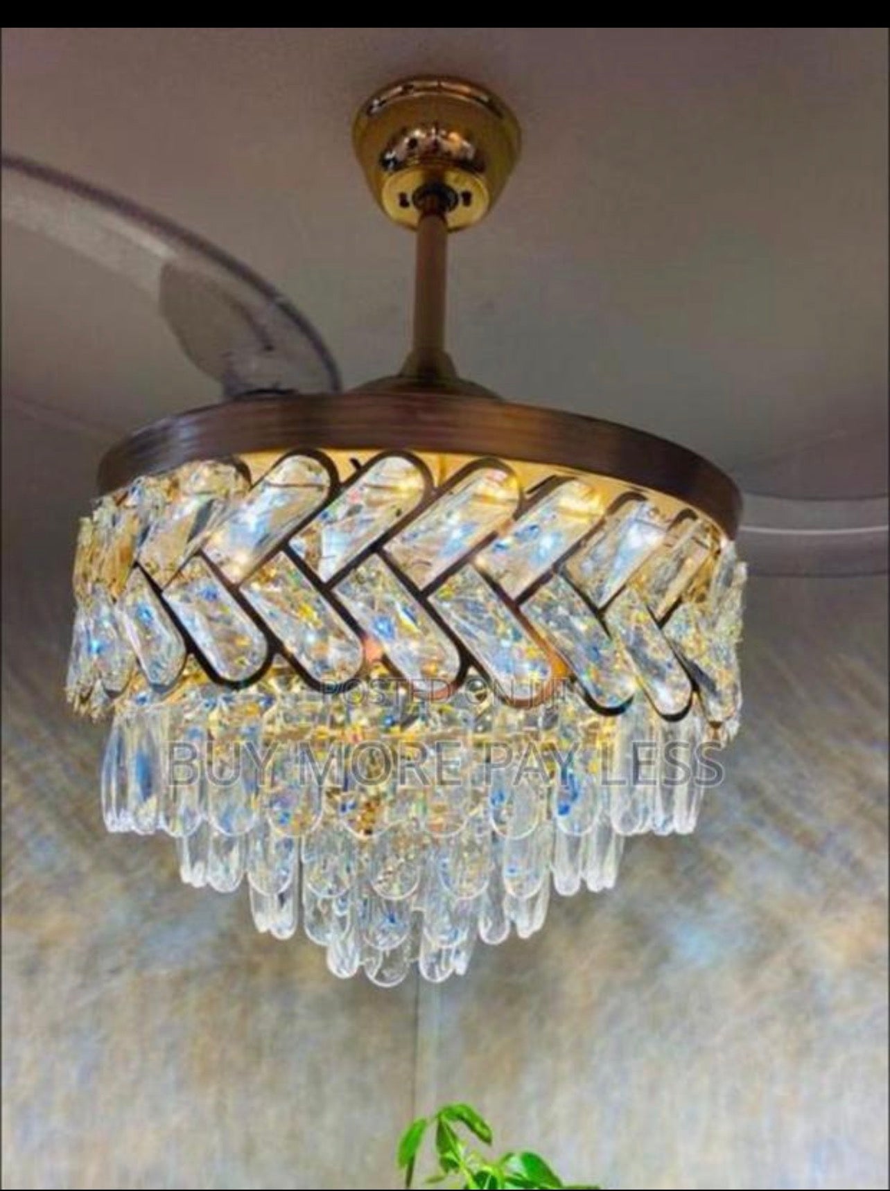 Crystal LED smart fan chandelier