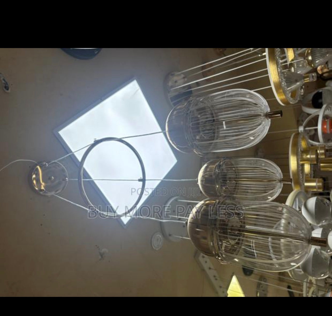 3in1 Glass gold head ceiling light