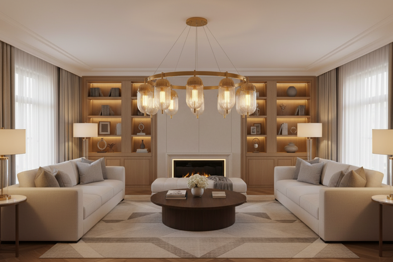 3in1 Glass gold head ceiling light
