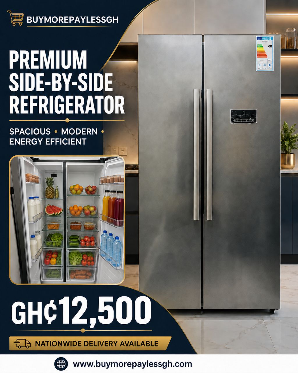 Premium side by side refrigerator