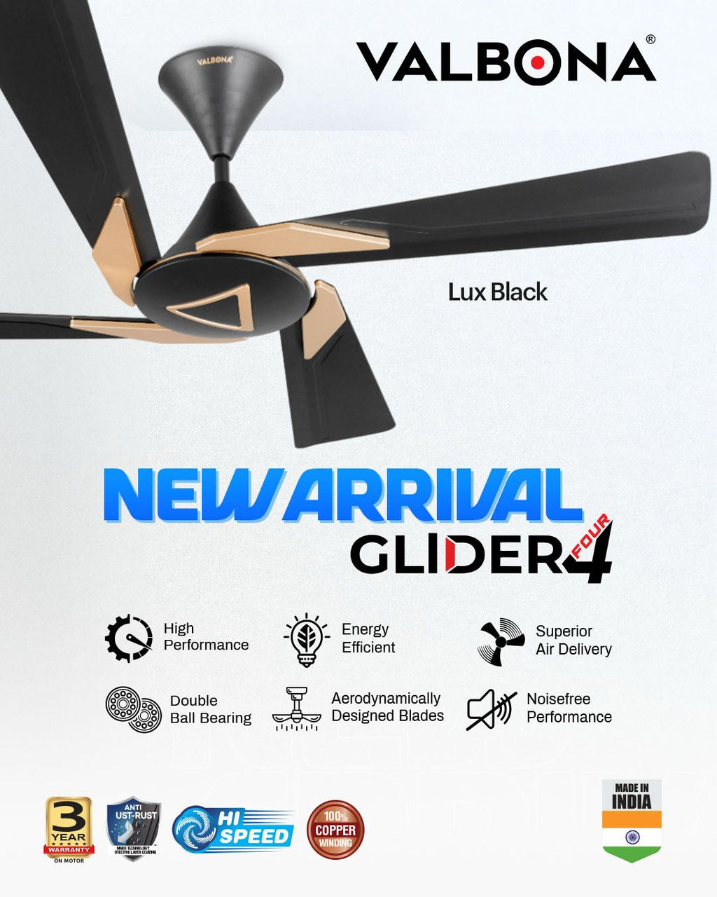 Valbona Glida 4 blade ceiling fan