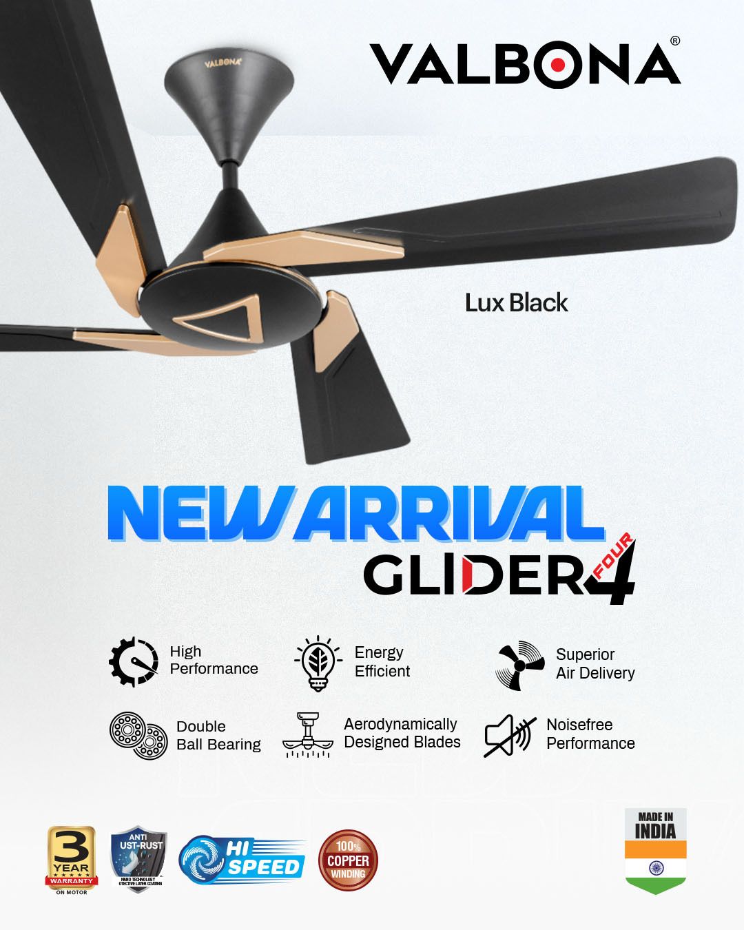 Valbona Glida 4 blade ceiling fan