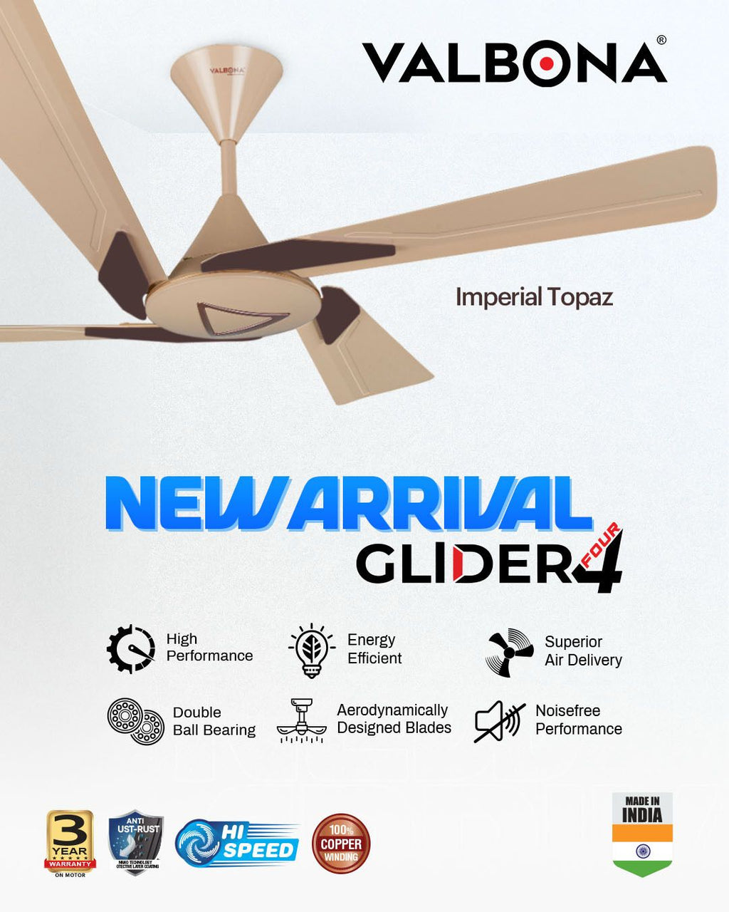 Valbona Glida 4 blade ceiling fan