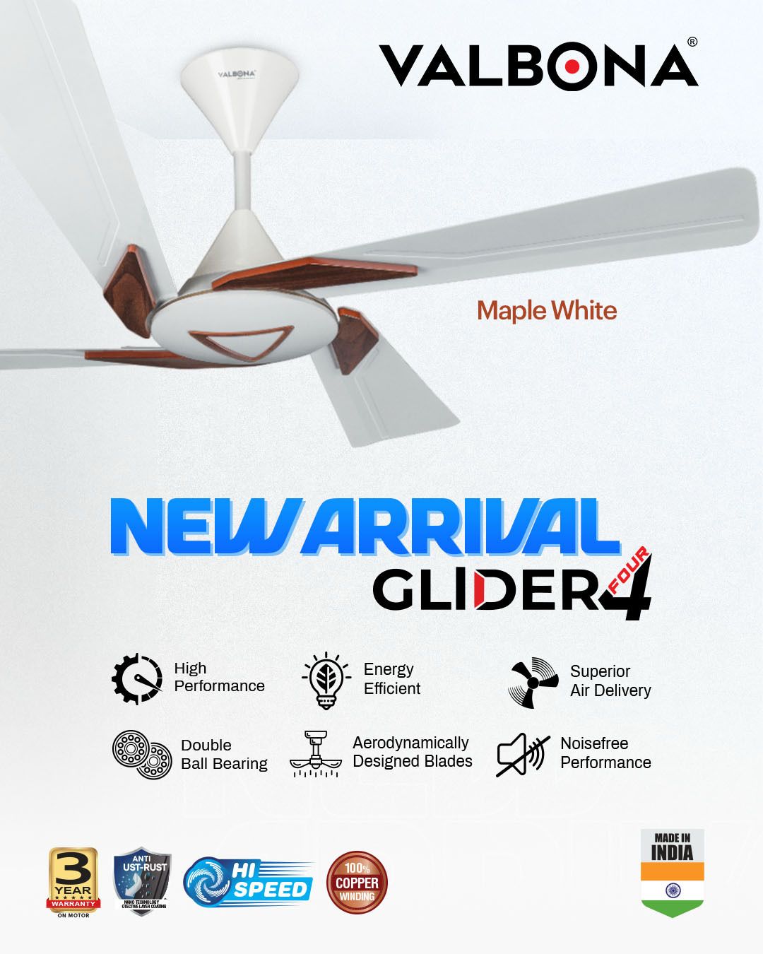 Valbona Glida 4 blade ceiling fan