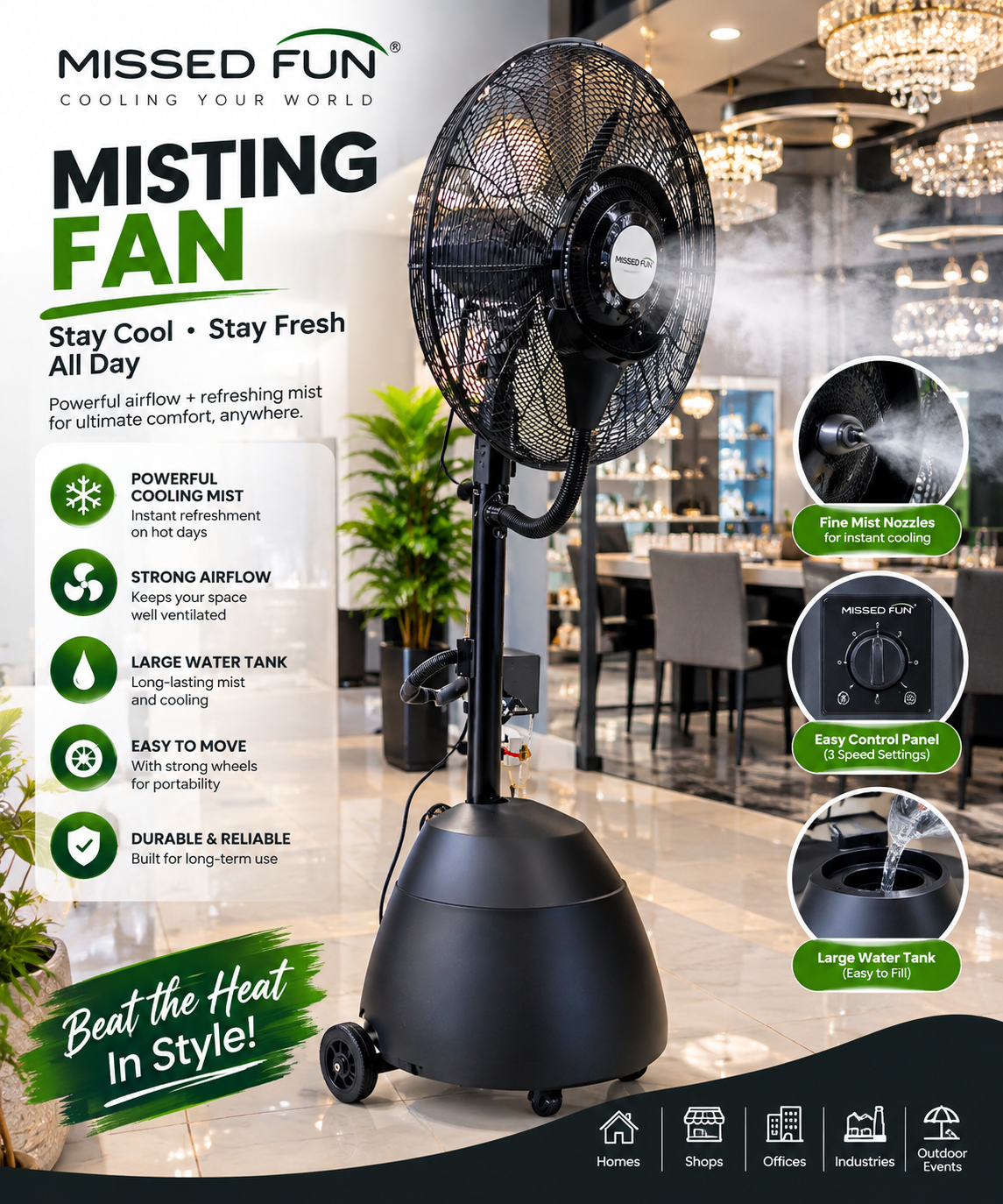 OEM COMMERCIAL HIGH PRESSURE MIDST FAN