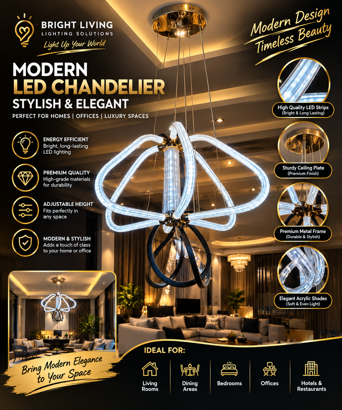 3in1 LED chandelier