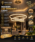 Modern 3-ring pendant light chandelier