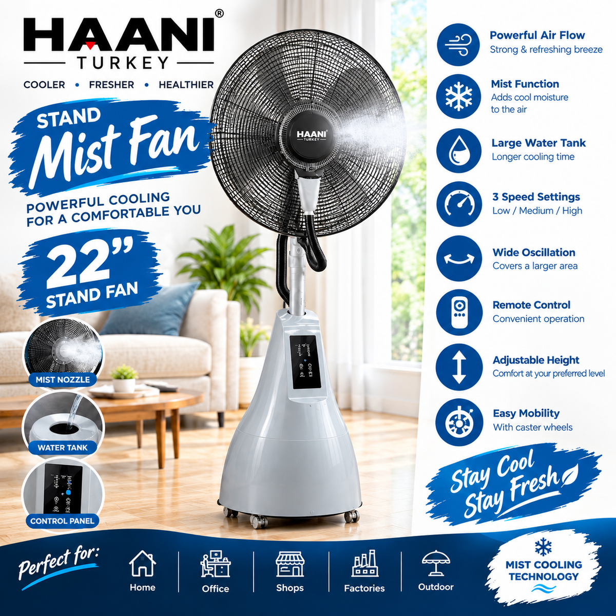 22 inch high quality cooling outdoor mist fan