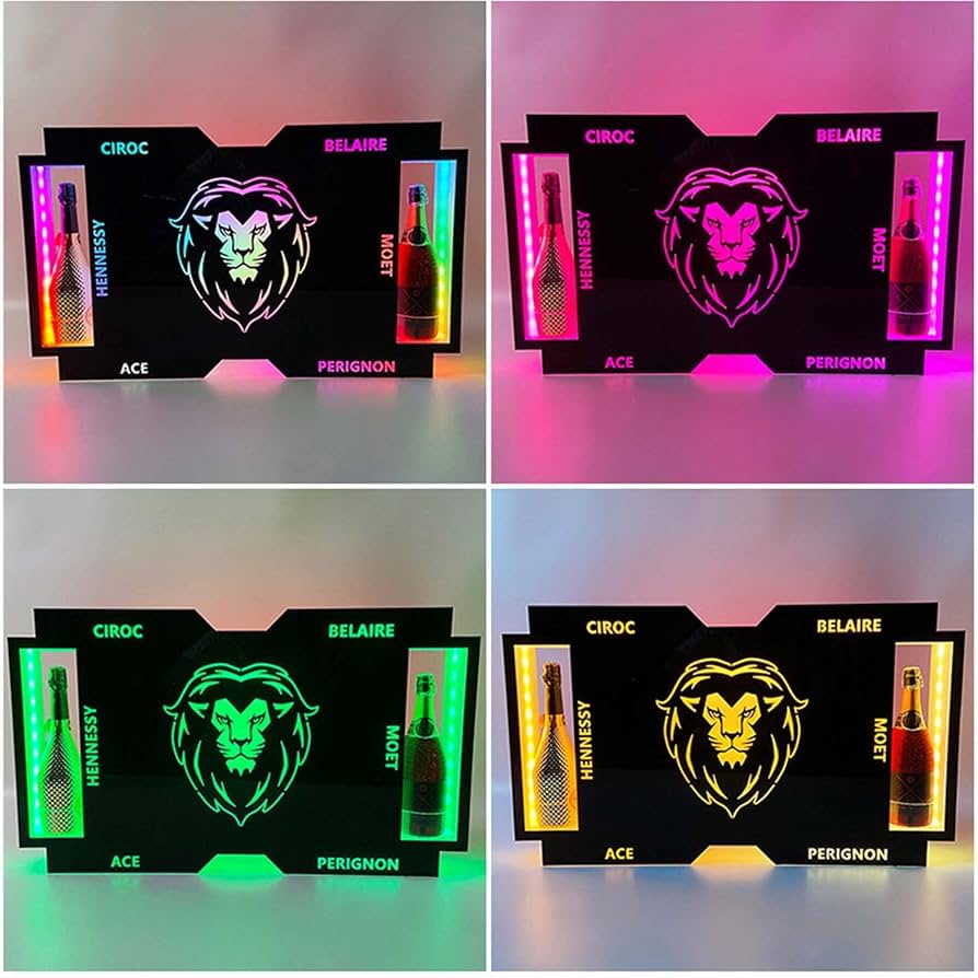 Programmable LED VIP bottle presenter sign